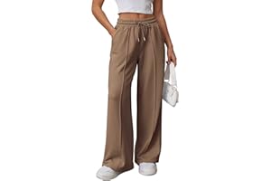 OLIPHEE Pantaloni Tuta Donna Larghi Lunghi con Tasche e Coulisse Pantaloni Donna Jogging Autunno con Elastico in Vita Tinta Unita Casual Yoga Sweatpants Baggy
