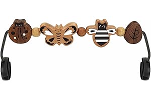 iGRATENS Babywippen-Spielzeugstange – Spielzeugstange für Babywippen Soft & Bliss, einfach anzubringen und zu entfernen, Spielzeug aus Naturholz, spannendes Design für neugierige Babys, Insekten