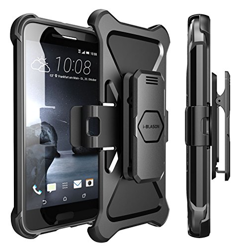 i-Blason Carcasa para HTC 10  Lanzamiento en 2016   Funda Serie Prime con Soporte  Robusto  y Clip de sujeci  n para cintur  n Giratorio  Negro 
