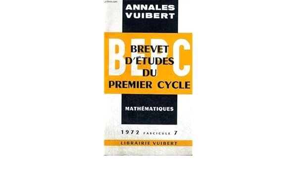 Amazonfr Annales Vuibert Brevet Detudes Du Premier - 