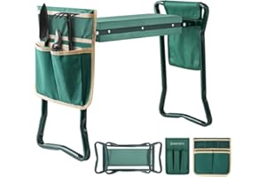 GREENERA Vivo Technologies Garden Kneeler with Handles,2-in-1 Soft Foam Kneeling Pad, Portable Seat With Two Sides Removable Tool Pouch,Folding Padded,Lightweight Gardening Stool Bench for Gardening