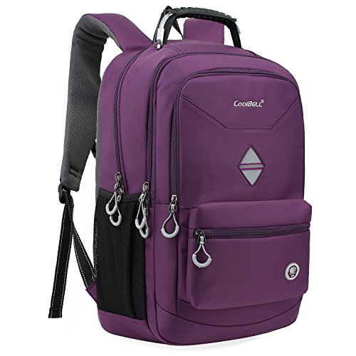 CoolBELL 18,4 Zoll Rucksack Laptop Tasche Reise Rucksack / wasserdicht Wandern Knapsack / Schützende Tagesrucksack passen 15 - 17,3 Zoll Laptop für Dell / HP / Lenovo / Macbook / Acer / Herren / Damen(Violett)