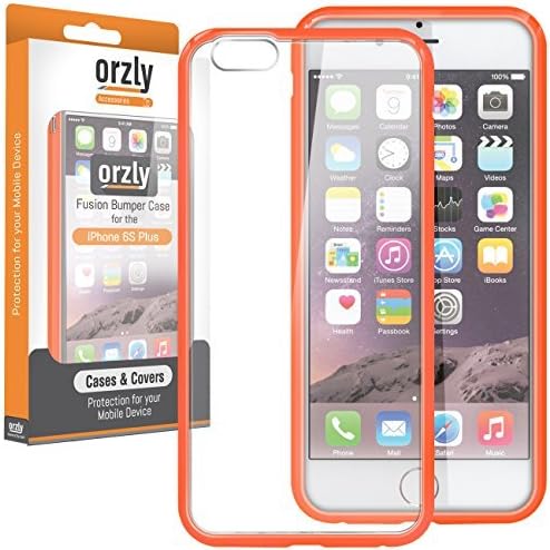 ORZLY® FUSION Bumper Case for Apple iPhone 6 PLUS & 6S PLUS (Fits Both 5.5 Inch Versions) - Protective Hard Cover Shell with Anti-Scratch Clear Back Panel & Impact Absorbing Rubber Rim in ORANGE