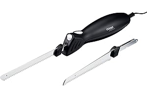 Cooks Professional Electric Knife with Two Serrated Stainless-Steel Blades, Safety Switch & Ergonomic Handle | Perfect for Meat Slicing, Carving, Poultry, Bread, Fruit & Vegetables