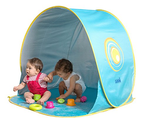 LUDI - Tente de plage avec Protection UV 50. Dès 10 mois. Structure pop-up légère, se plie et se range facilement dans un sac. Dimension : 105 x 90 x 100 cm. Fournie avec 4 fixations au sol. - 2304 – Image 3