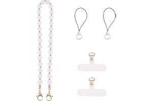 BEEFLYING Sangles de Poignet en Pierres précieuses pour téléphone avec Perles et Breloques en Pierre précieuse Faites à la Main Anti-Perte pour Suspendre Un téléphone Portable (Amazonite)