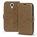 Produktbild Conie PU Lederhülle kompatibel mit Samsung Galaxy S4, Braune Klapptasche im Vintage Design Etui Hülle mit Kartenfächer