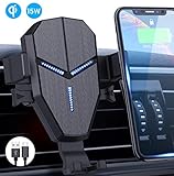 【2 in 1 Funktion: Auto Handyhalterung & drahtlose Ladestation】 Dies ist nicht nur als Lüftungshalter, sondern auch als kabelloses Ladegerät, das Ihr Gerät automatisch auflädt und dafür sorgt, dass der Akku läuft., Dieses kabellose Autoladegerät kombiniert ein drahtloses Ladegerät mit einem Autotelefonhalter in einem Gerät. Es gibt Ihnen ausreichend Last und stabile Unterstützung während der Fahrt. Es ist gegen Überhitzung, Überlastung und Kurzschluss sicherer Lasten geschützt.