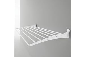 Foxydry Fold, Tendedero de Pared Plegable, tendedero de Ropa Retráctil Compacto para Interiores y Exteriores 80x50x57 cm (80 cm, White (Blanco))