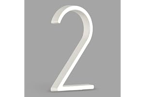 HASWARE Número De Casa Flotante: 5 Pulgadas (12cm) Números De Puertas Modernos - SeñAlizacióN Para La Oficina De Correos De La Calle (2, Blanco)