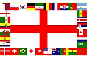 SHATCHI 5x3FT (150x90Cm) England St George Flag 2022 Qatar FIFA World Cup 32 Countries National Flags Fabric All in One Football Soccer Sports Pub Bar Garden Decoration