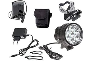 Theoutlettablet® Luce anteriore per bici 12000 lumen Torcia anteriore LAMP 9x CREE XM-L U2 Bicicletta / bicicletta Luce LED Luce frontale LED per manubrio bicicletta (9 luci, 12000 Lumens) con batteria e caricabatteria COLORE NERO