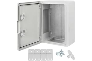 RALERTREIK Armario de Distribución para Pared con Placa de Montaje Galvanizada, Caja Industrial de Control Vacía de Plástico ABS con Puerta Protección IP65, tamaño 250x350x150
