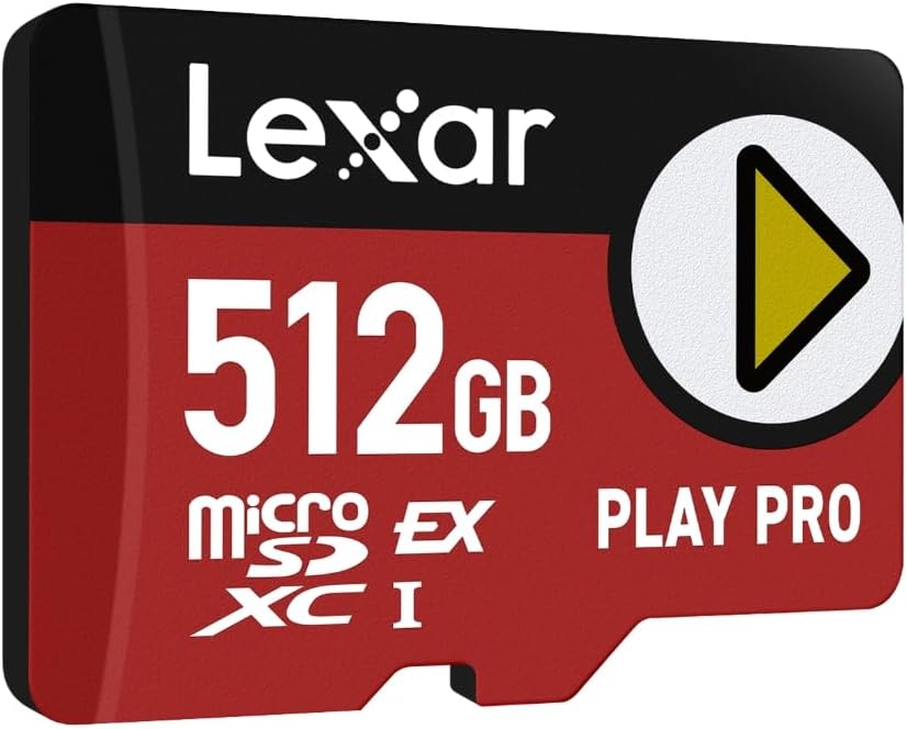 Lexar PLAY PRO MicroSDXC Express Card 512GB, up to 900MB/s Read, 600MB/s Write, Gaming-Optimized, A2, 4K, High-Speed Micro SD Memory Card for Handheld Consoles, Switch, Portable Gaming Device
