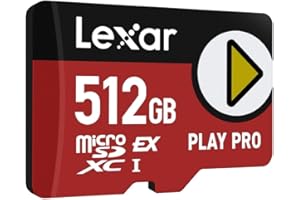 Lexar Play Pro Carte MicroSDXC Express 512Go, Jusqu’à 900MB/s Lecture, 600MB/s Écriture, optimisé pour Le Gaming, A2, 4K, Haute Vitesse pour Consoles Portables, Switch, appareils de Jeu Portables