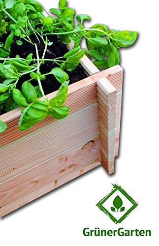 GrünerGarten Premium Bio-Hochbeet aus Blockbohlen, douglasie massivholz, 110 x 80 x 60 cm, GRÖN M-80 - 2