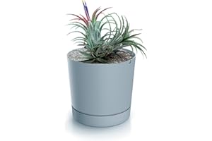 magubo Blumentopf mit Untersetzer, Übertöpfe für Zimmerpflanzen, Pflanzkübel, Übertopf Groß, 40 cm Durchmesser, Elegantes Design für Innen- und Außenbereich (Grau, 400)