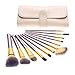 Start makers® Makeup Brushes Sets - Natural Makeup Brush Set - Soft Kabuki Make up Brushes - 12 pcs Professional Cosmetics Brushes Kits - Wooden Handle Makeup Sets & Beige Pouch