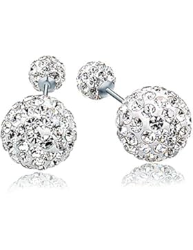 Unendlich U 925 Sterling Silber 6-10mm Doppel Österreichischer Kristallkugeln Ohrstecker Front-Back-Ohrringe für...