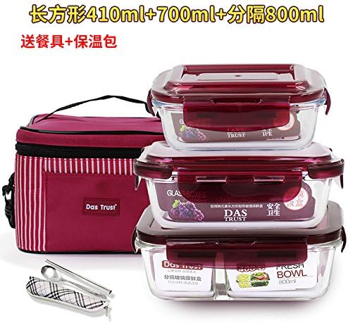 Yxhflo Invasive Of Borosilicate Pyrex Glass Containers Microwave Dedicated Fresh Cartridge Admit W/Cover Glass Bowl 3 Kit , Green 410+700+ 800+ Separation Packages
