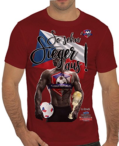Stylotex Slimfit Fashion T-Shirt So sehn Sieger aus Guy Tschechien Czech Republic, Farbe:rot;Größe:XL