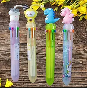 GoMerryKids Set of 4 Character Pens 10in1 Pens Unicorn Pen for Girls/Gel Pen for Girls