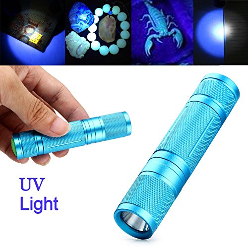 Enjoydeal LED-UV-Taschenlampe 365nm Lila Ultra Violet Licht-Fackel-Schwarzlicht-Lampen-AA Blau