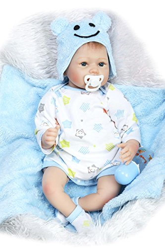 NPK Handmade Realistic Reborn Baby Dolls Vinyl Silicone Newborn Boy Doll with Free Magnet Pacifier Dummy