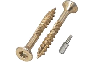 SKIR'CO (opakowanie 100 szt.) uniwersalne śruby do drewna ocynkowanej 4,0 x 30 mm, żółte śruby do drewna, łeb stożkowy, łeb torx, typ 17, śruby do płyt wiórowych (100, 4,0 x 30 mm)