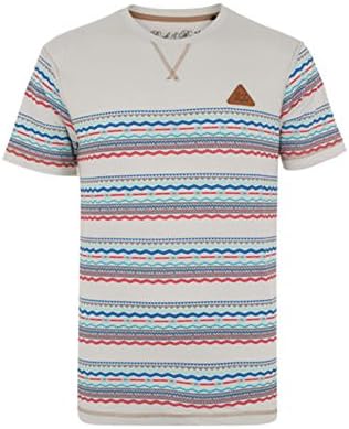 Mens Rock &amp; Revival Short Sleeve Crew Neck T-Shirt With Aztec Print Stripe. Style - Ortiz (R707138C) Colour - Antique White. Size - X large