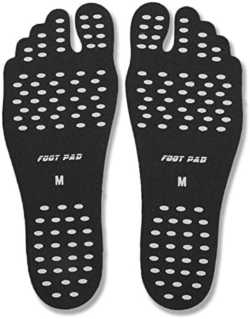 Rick 3 Pairs NAKEFIT Adhesive Pad， Invisible Shoes for Beach，Barefoot Stylish Anti-skid Waterproof Insulation Pad Slippers - Black