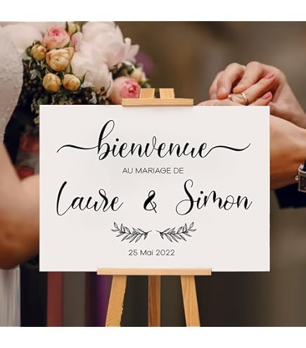 Panneau Mariage Bienvenue Personnalisable - Sticker Réutilisable Français