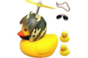 ACEDOAMARE Duck Bike Bell, Cute Rubber Yellow Duck Bicycle Accessories with LED Light Propeller Helmet Squeeze Horns for Cycling Motorcycle Car Handlebar Bicycle