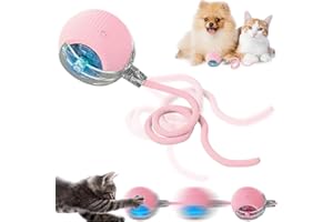 Poxtedsr Jouet interactif pour Chat, Balle de Jouets interactifs pour Chats d'intérieur, Jouet Interactif Chien Balle Qui Bouge Toute Seule (Rose)