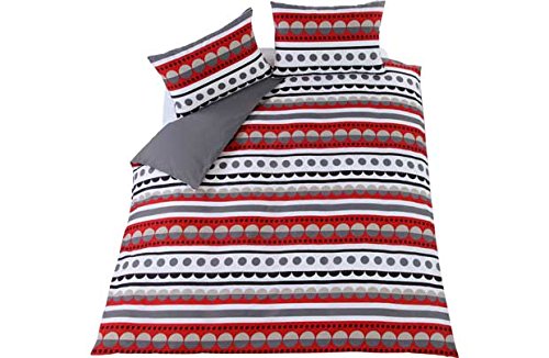 Crosby Red Stripe and Spot Bedding Set - Double.