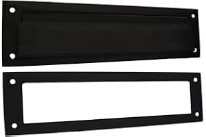 QCAA Ranura para correo de latón macizo, con marco interior de latón macizo, 13 "x 3.6", negro mate, paquete de 1, fabricado en Taiwán