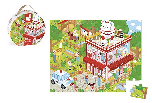 Preisvergleich Produktbild Janod J02776 - Puzzle Im Koffer 36 Teile, Tier-Klinik