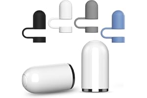 iMangoo 2 sztuki zatyczek do rysika Apple Pencil 1 generacji (2 białe nasadki, 4 uchwyty na nakładki) iPencil magnetyczna nasadka zastępcza i silikonowa nasadka, zabezpieczenie przed zgubieniem,