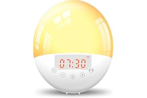 BENEXMART WiFi Smart Sunrise Alarm Clock Tuya Wake-Up Light with 6 Colors LED Digital Touch Clock Timing Snooze Voice Control (1909 Series)