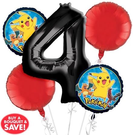 Pokemon 4th Birthday Balloon Bouquet