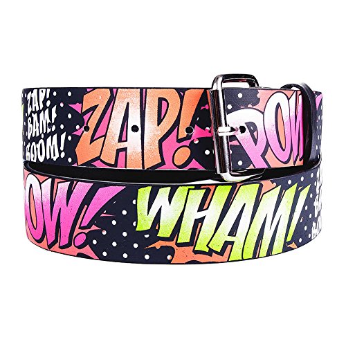 Blue Banana Cinturón Negro con Onomatopeyas de Cómic Estampadas - S