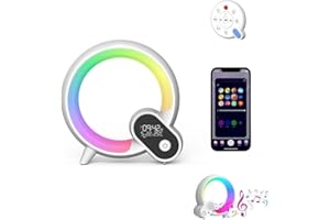 Bammare LED Nachttischlampe Lichtwecker, Wake Up Light Smart Wecker Simuliert, APP Steuerung Sonnenaufgang Bluetooth Lautsprecher, 16 Mio. Nachtlicht 256 Lichtmuster, Weiß