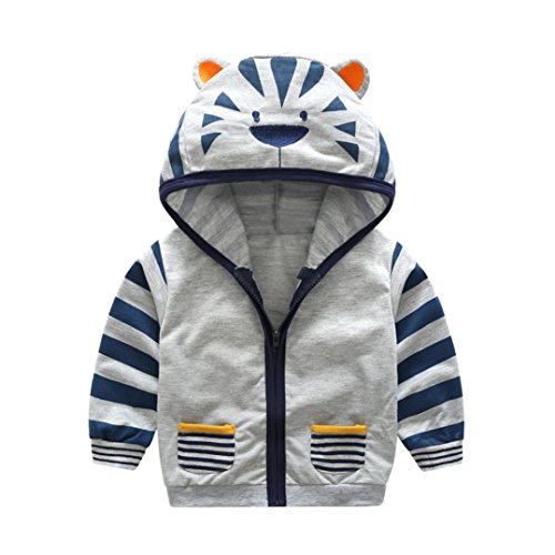 BBsmile Automne Veste bébé Manteau Garçon Fille Cartoon Animal Hooded Zipper Tops Manteau de vêtementsnfants (Tigre, 110)