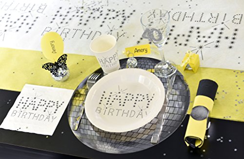 Tischläufer Tischband Tischvlies Happy Birthday Vlies mit Sternen 5m x 30cm Rolle Dekostoff Tischdekoration Palandi® - 2