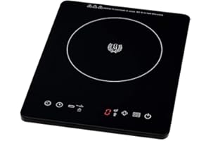 MPM MKE-06 Placa de Inducción Portátil, superficie de cristal, Control Táctil, 10 niveles de Potencia, Temporizador, Programable, 1800 W