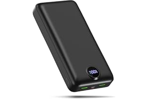 PDBEST PowerBank 50000mAh große kapazität, Power Bank 22,5W schnelles Aufladen LED Display externer Akku USB-C 3 Ausgänge und 2 Eingänge kompatibel mit iPhone Tablet Android usw Black