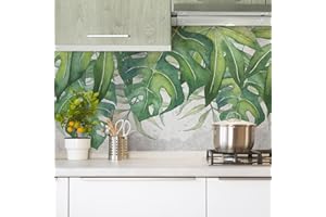 Deco Italia Paraschizzi Adesivo Tropical per Retro fornelli Cucina, Pannello Schienale ignifugo Autoadesivo | 300 x 60 cm