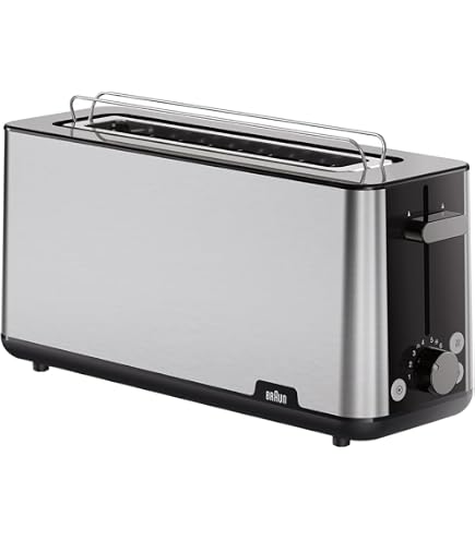 ECG ST 4768 Timber - Tostiera 4 Fette In Acciaio Inox Nero Con Elementi In Legno - 1550-1850W, 7 Livelli, Scongelamento - 2