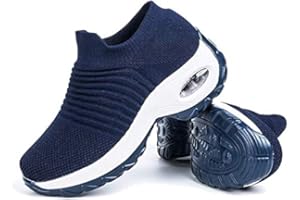 Hitmars Zapatillas Deportivas de Mujer Zapatos Running Fitness Gym Outdoor Sneaker Casual Mesh Transpirable Comodas Rojas Calzado Azul Negro Azul Rosa Caqui Blanca Talla 35-44