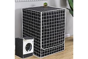 Odot Waschmaschinenabdeckung Staubdicht Wasserdichter Sonnenschutz für Frontlader-Waschmaschine Staubdichte Abdeckung Tumble Waschmaschine Trocknerschutz (S,Schwarz)